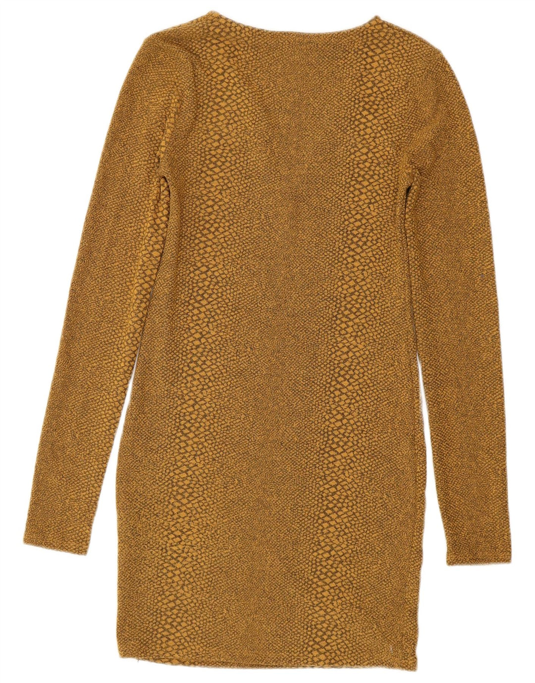 ZARA Robe moulante à manches longues pour femme UK 8 Petit imprimé animal jaune