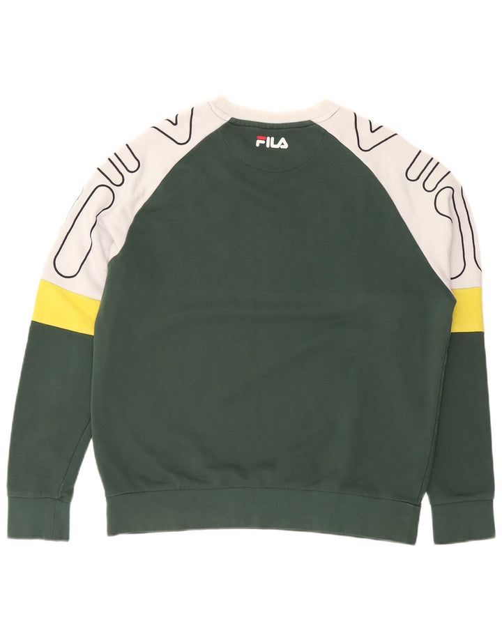 FILA Sweat-shirt graphique pour hommes en coton color block petit vert
