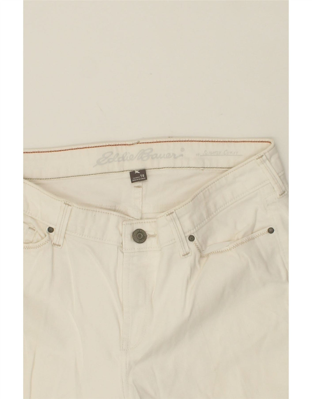 EDDIE BAUER Womens Slightly Curvy Denim Shorts US 8 Medium W30  White Vintage Eddie Bauer and Second-Hand Eddie Bauer from Messina Hembry 