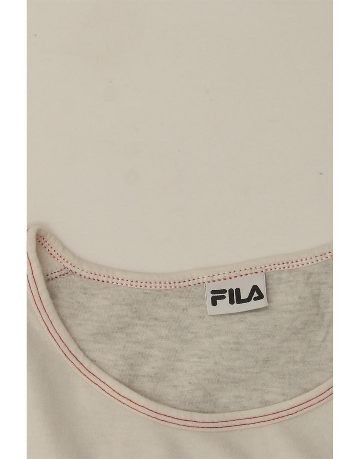 FILA Haut graphique à manches longues pour femme UK 12 Gris moyen moucheté
