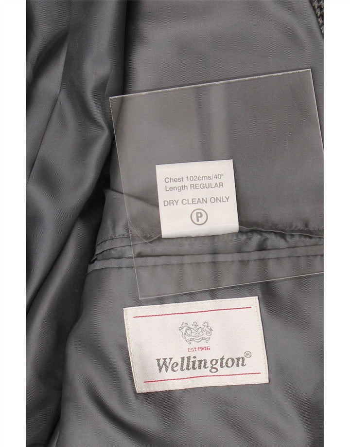 Wellington Veste Blazer 2 Boutons pour Homme UK 40 Grand Pied-de-Poule Gris