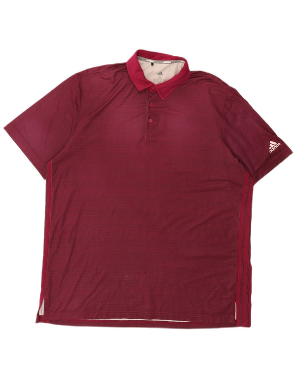 Adidas Polo Homme XL Bordeaux Pinstripe Polyester