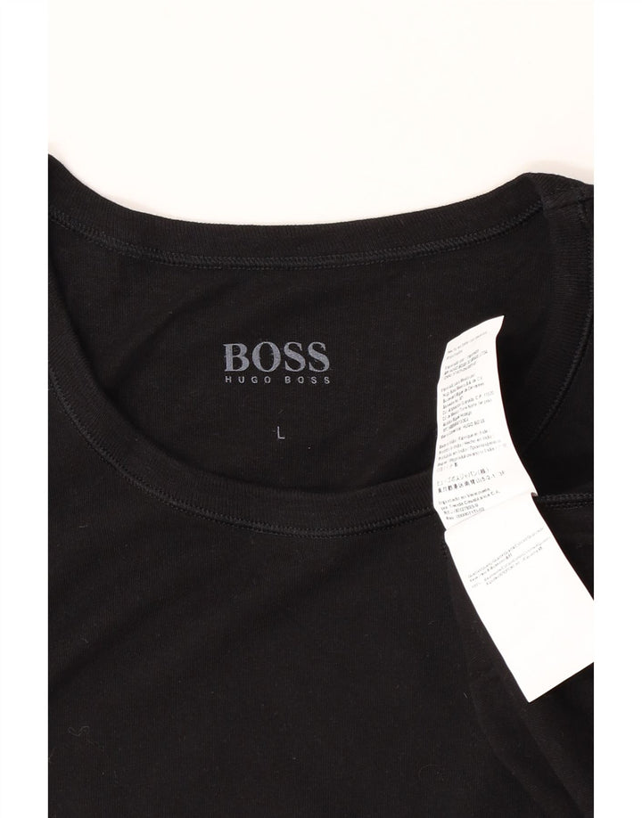 Hugo Boss Hommes T-Shirt Top Large Noir Coton