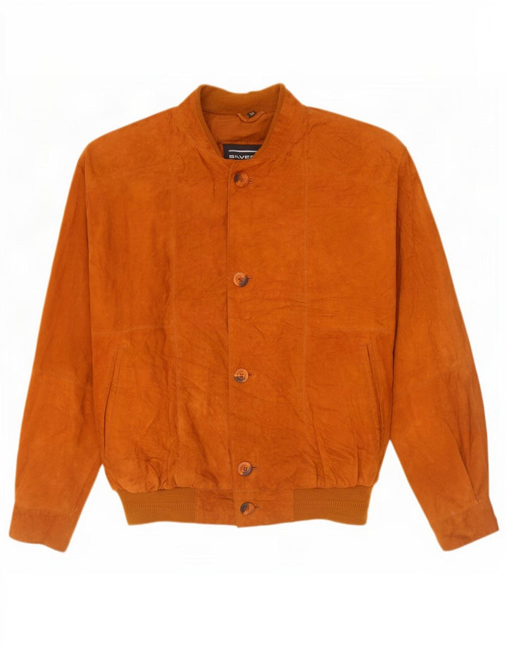 vintage Mens Suede Bomber Jacket IT 50 Grand Cuir Marron