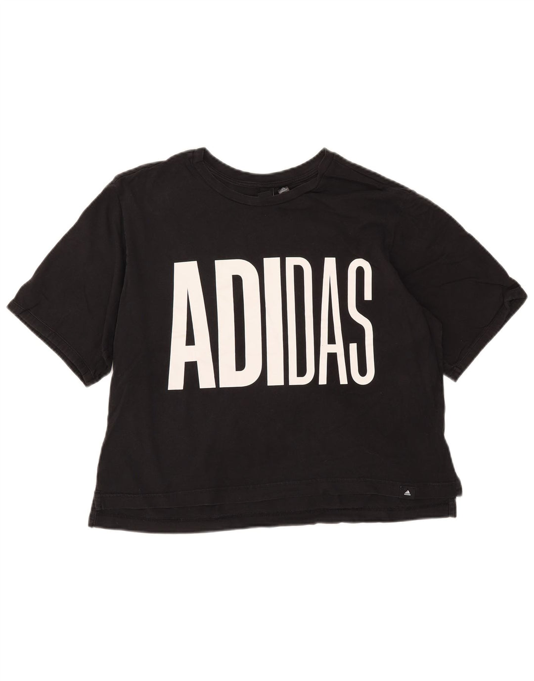 ADIDAS T-shirt court graphique pour femme UK 16/18 Grand coton noir