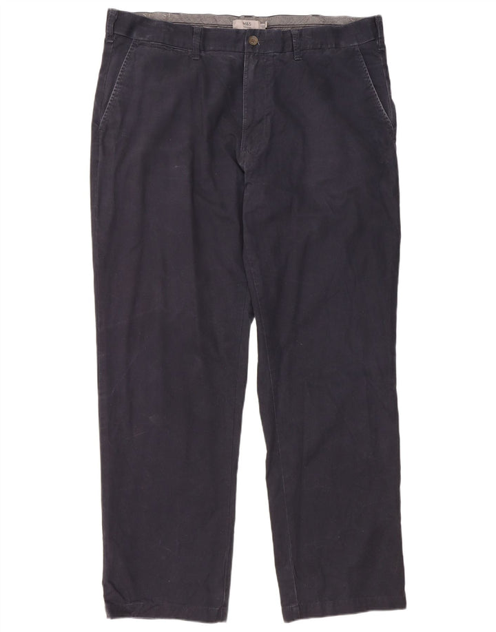 Marks & Spencer Pantalon Chino Regular Homme W40 L31 Bleu Marine Coton