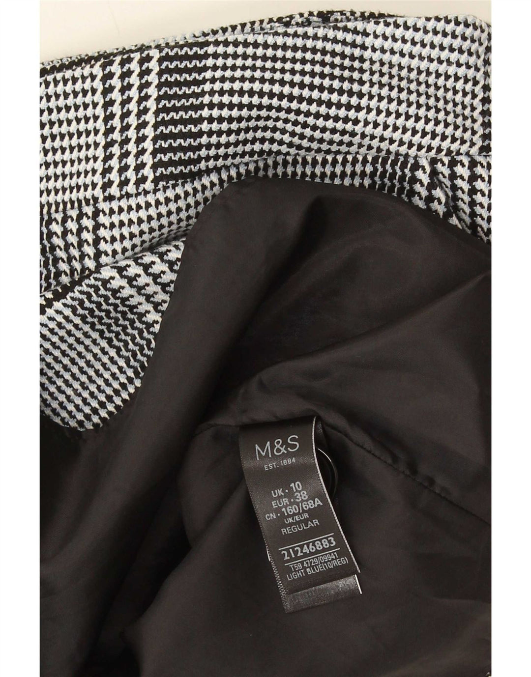 Marks & Spencer Mini jupe femme UK 10 Small W28 pied-de-poule bleu