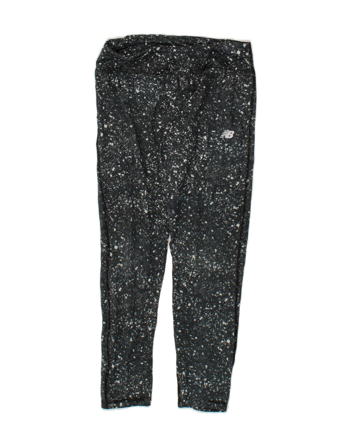 NEW BALANCE Womens Leggings UK 14 Large  Black Spotted Polyester Vintage New Balance and Second-Hand New Balance from Messina Hembry 