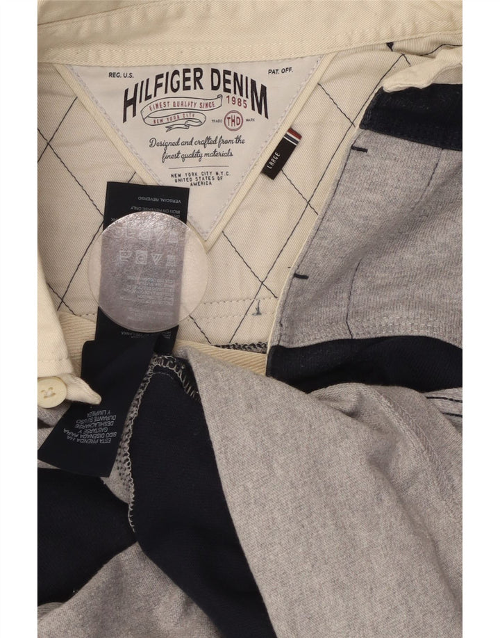 TOMMY HILFIGER Polo de Rugby Graphique pour Homme Grand Bleu Marine Rayé