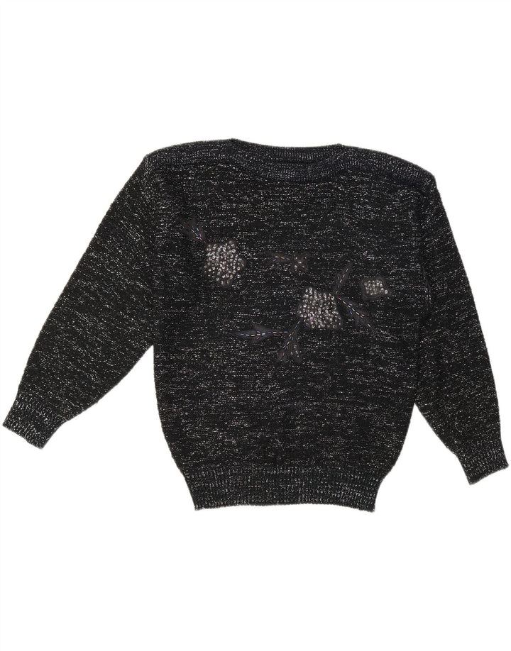 C & A Pull col bateau pour femme EU 40 Acrylique moucheté noir moyen
