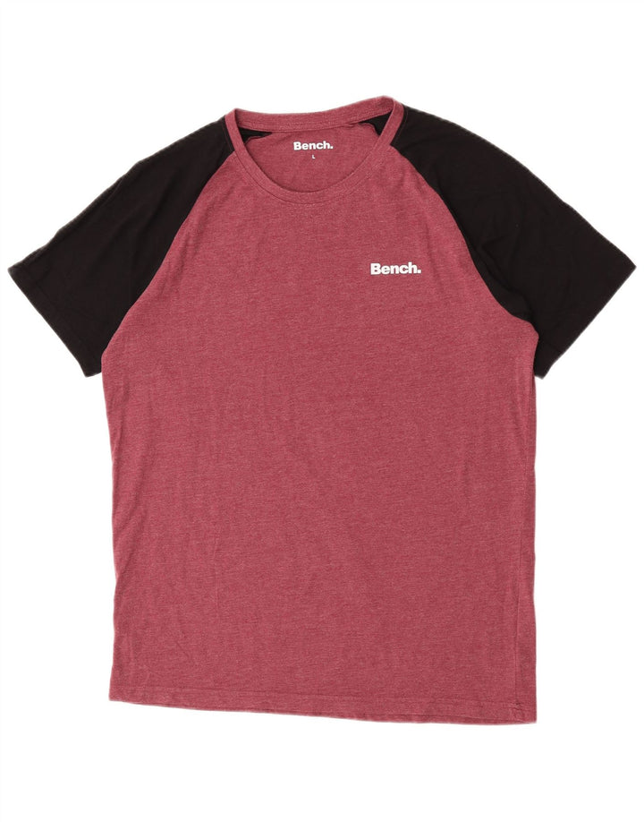 Bench T-shirt régulier à manches courtes pour hommes, grand coton color block rouge
