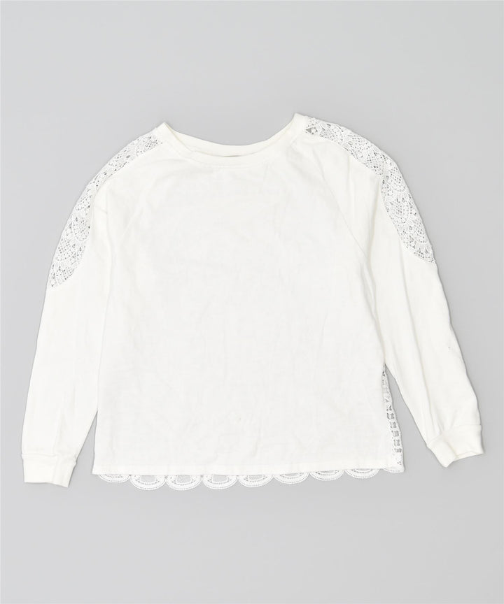 DESIGUAL Sweat-shirt oversize pour femme UK 14 Large Blanc Coton