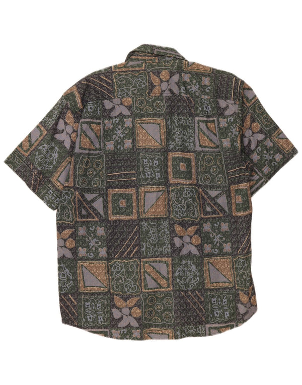 Bodoni Chemise à manches courtes pour homme Taille 41/42 Grand coton floral vert