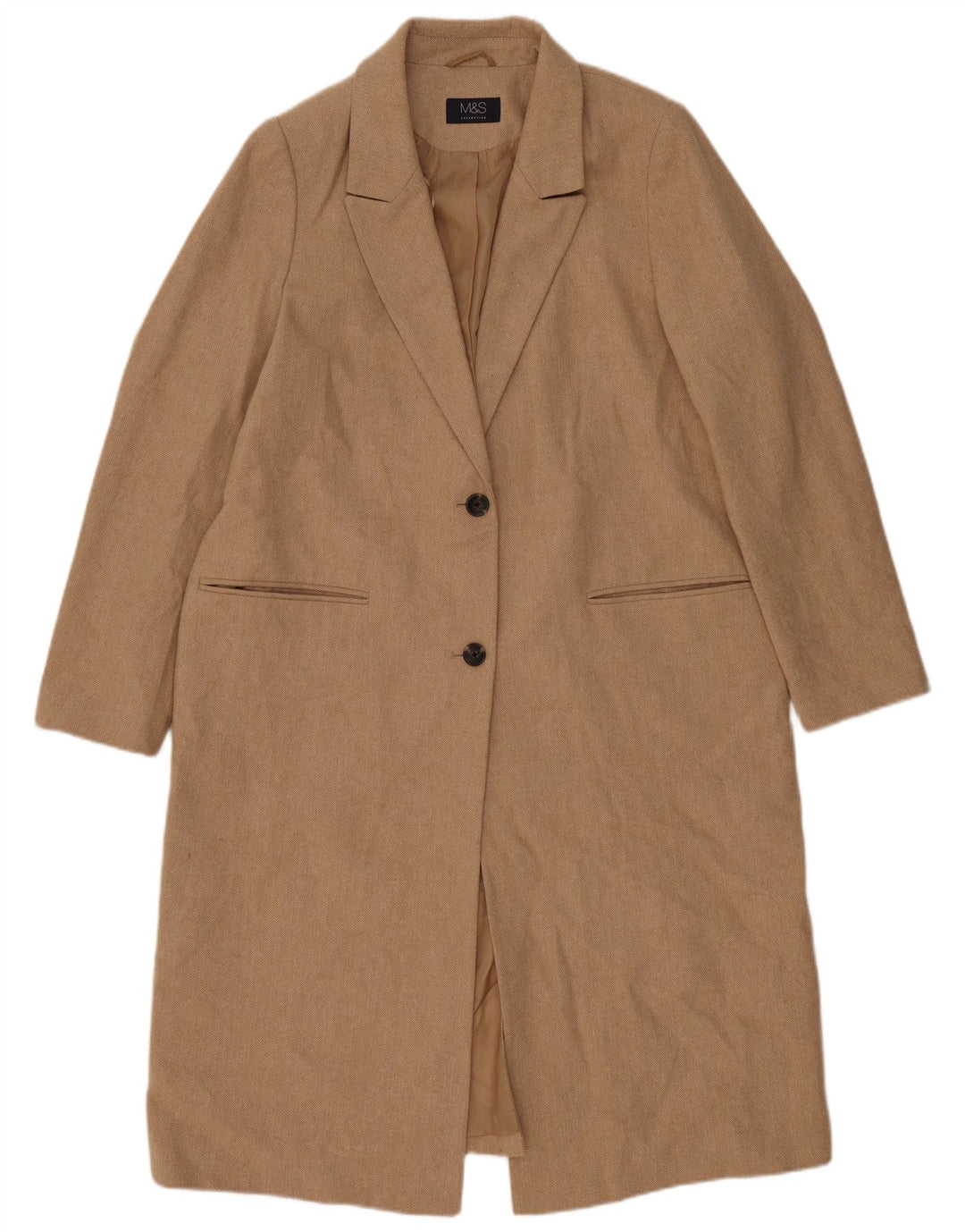 Marks & Spencer Manteau pour femme UK 16 Large Beige Herringbone Polyester