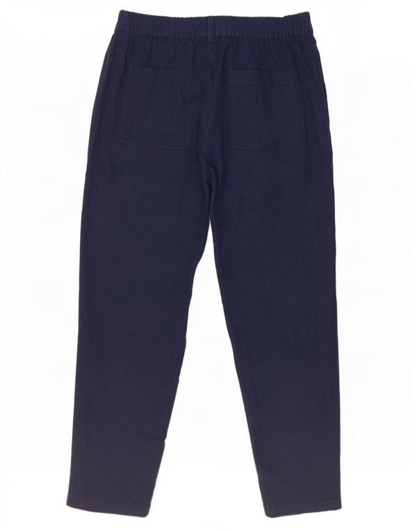Marks & Spencer Pantalon décontracté taille haute pour femme UK 12 Medium W30 L27 Bleu marine