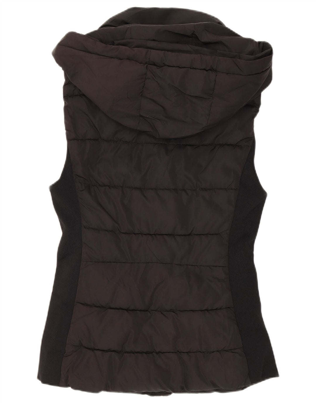 Zara Gilet rembourré à capuche pour femme UK 10 Small Noir Polyester