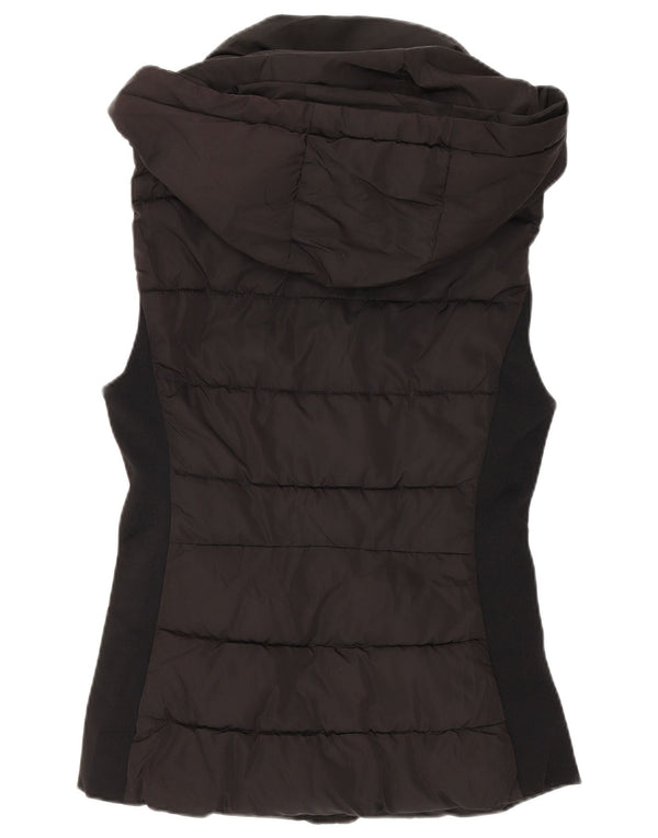 Zara Gilet rembourré à capuche pour femme UK 10 Small Noir Polyester