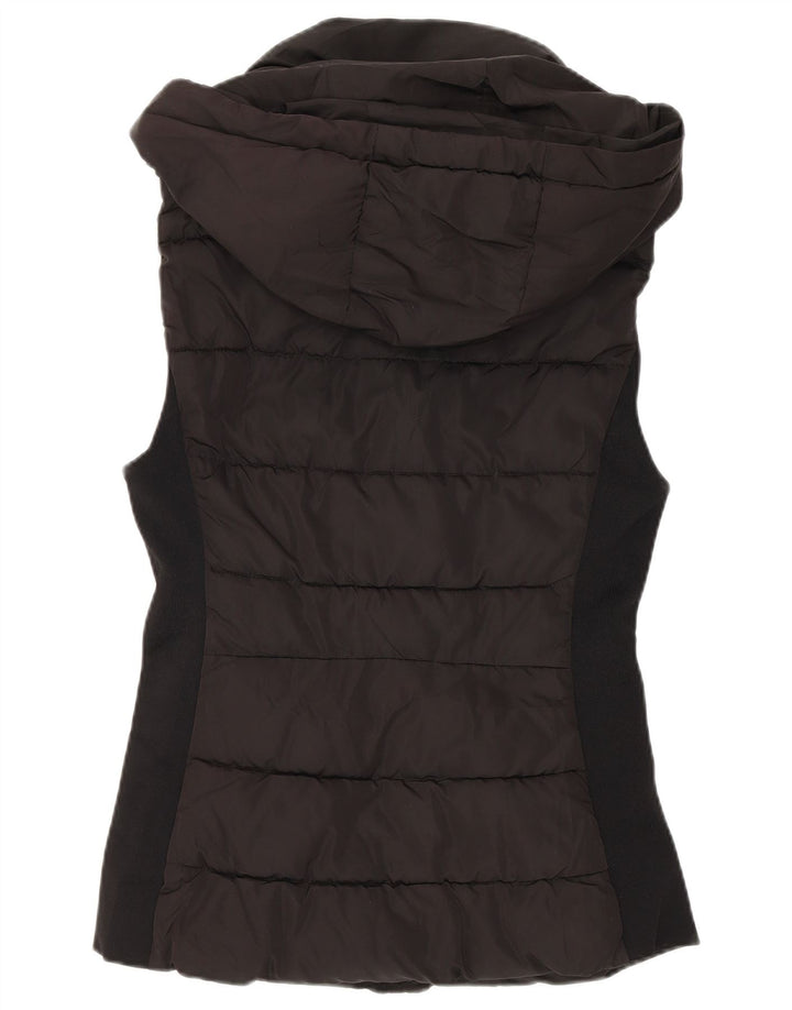 Zara Gilet rembourré à capuche pour femme UK 10 Small Noir Polyester