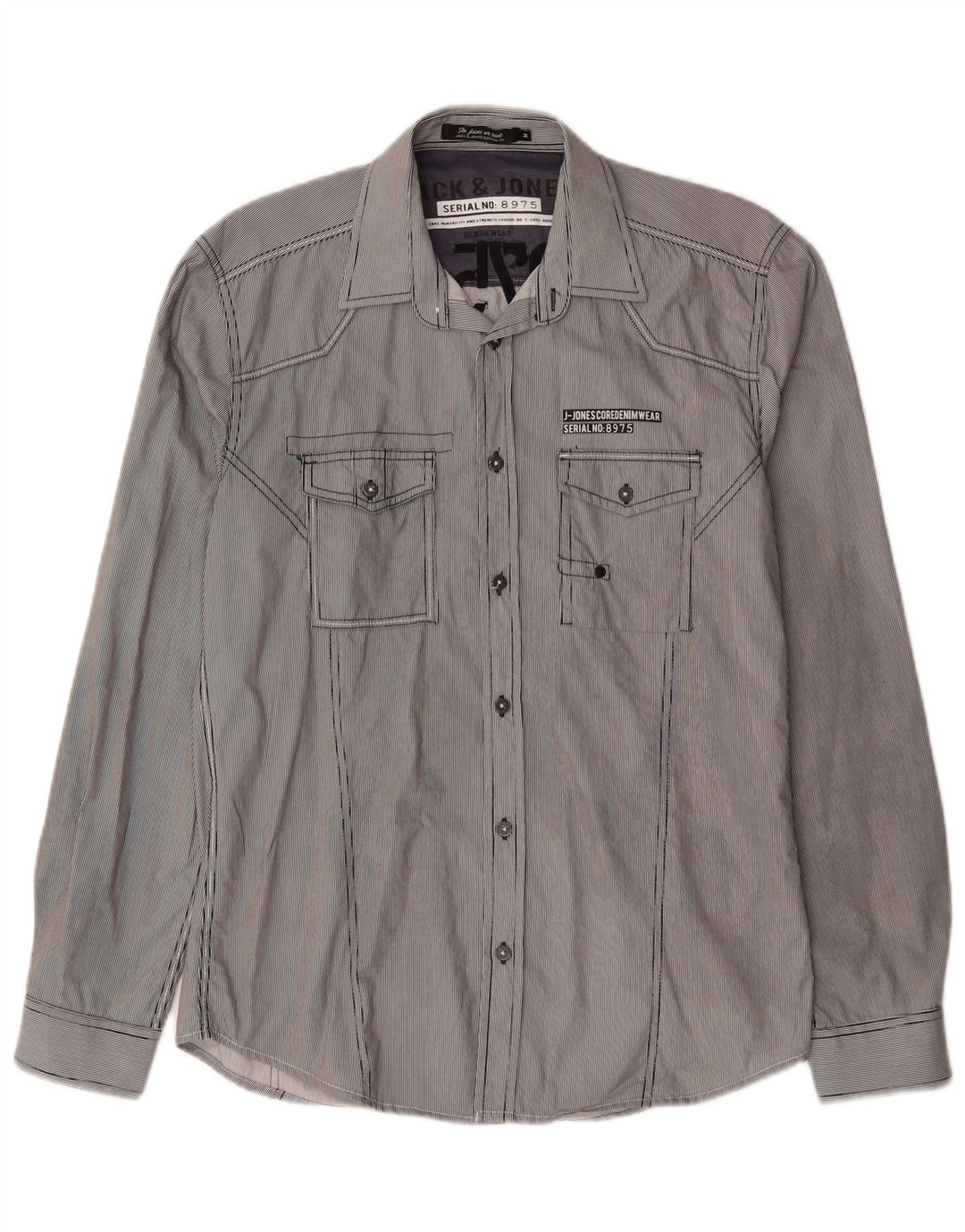 Jack & Jones Chemise Graphique Homme Bleu Moyen en Coton à Fines Rayures
