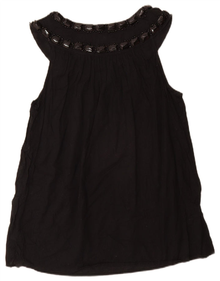 MICHAEL KORS Chemisier sans manches pour femme UK 12 en coton noir moyen