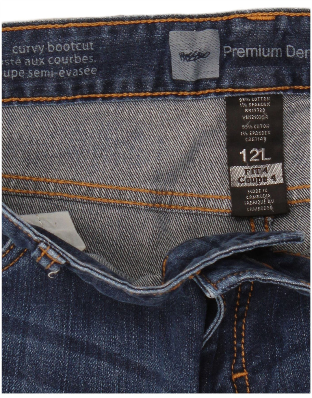 MOSSIMO Jean bootcut courbé pour femme US 12 Large W32 L32 Bleu Coton