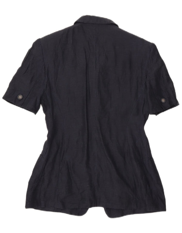 vintage Femme Manches Courtes 4 Bouton Blazer Veste UK 16 Grand Bleu Marine