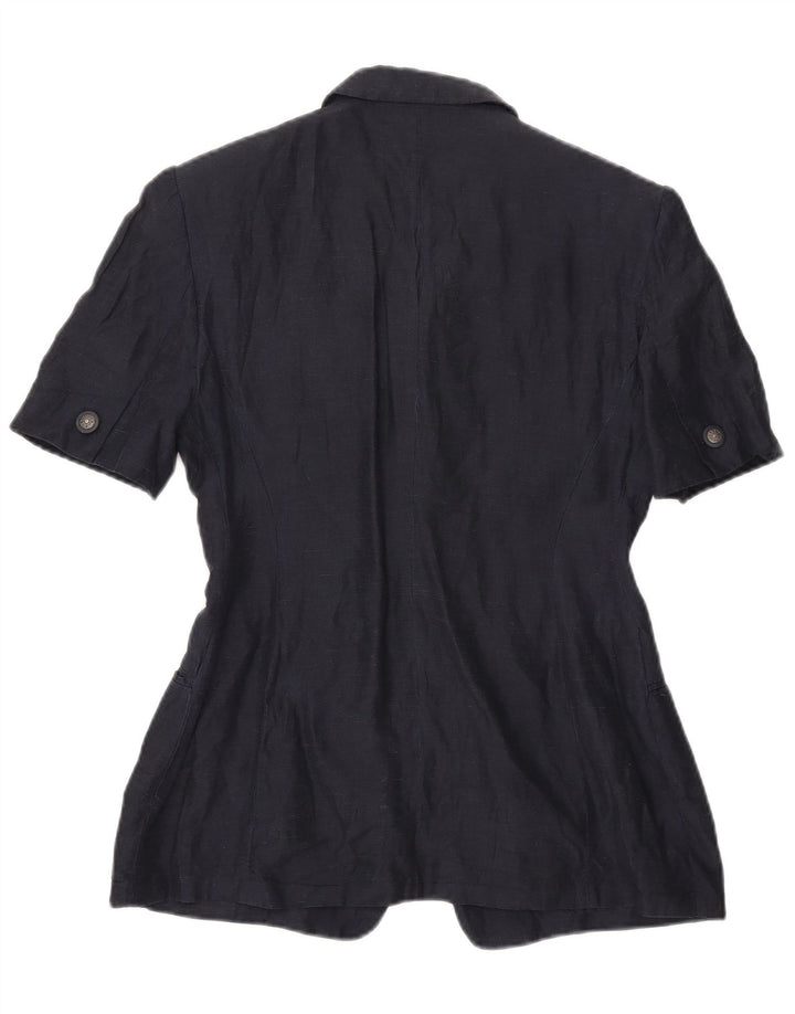 vintage Femme Manches Courtes 4 Bouton Blazer Veste UK 16 Grand Bleu Marine