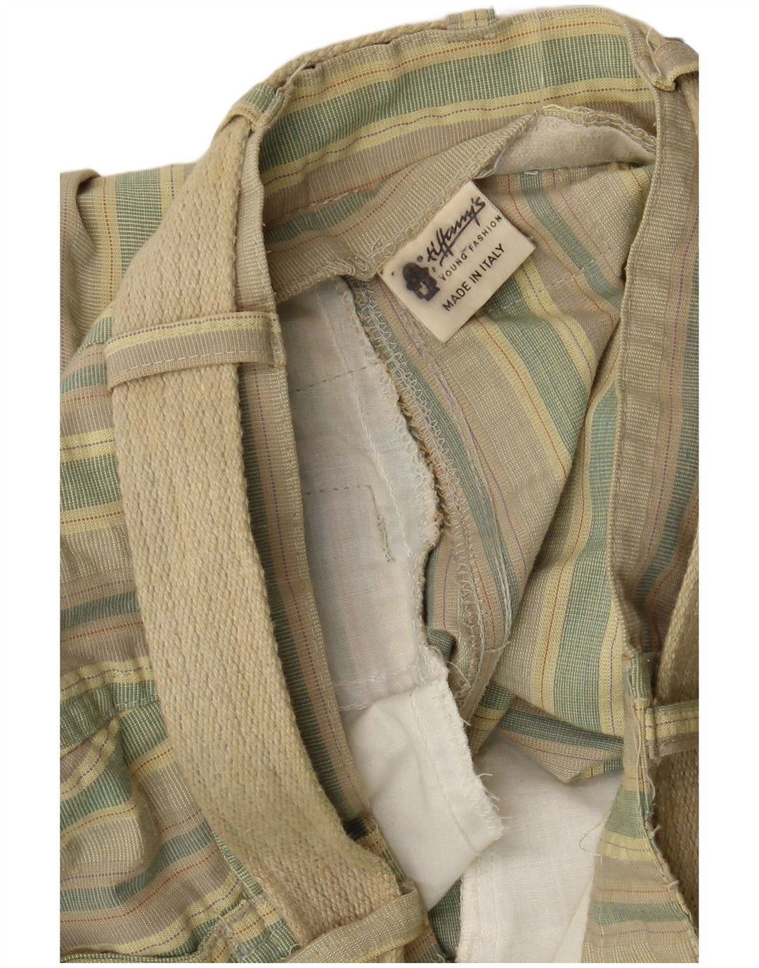 VINTAGE Pantalon Chino Femme IT 36 XS W26 L28 Rayé Multicolore