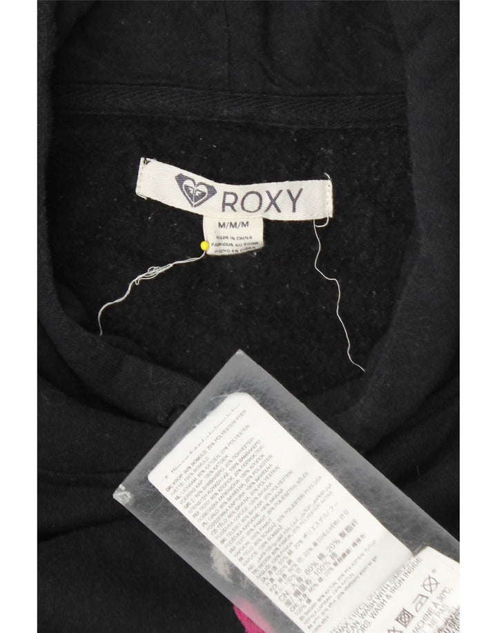 Roxy Pull à capuche graphique pour femme UK 14 Coton noir moyen