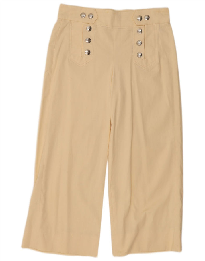 Zara Femme Studio Pantalon Court À Jambe Large Moyen W28 L24 Blanc Cassé