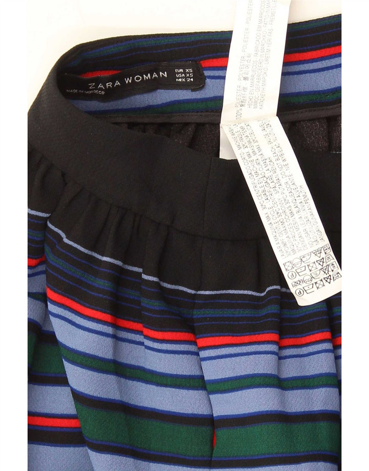 Zara Femme Jupe A-Line XS W24 Polyester Rayé Multicolore