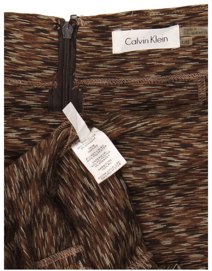 CALVIN KLEIN Femme Jupe Crayon Large W32 Marron Moucheté Polyester