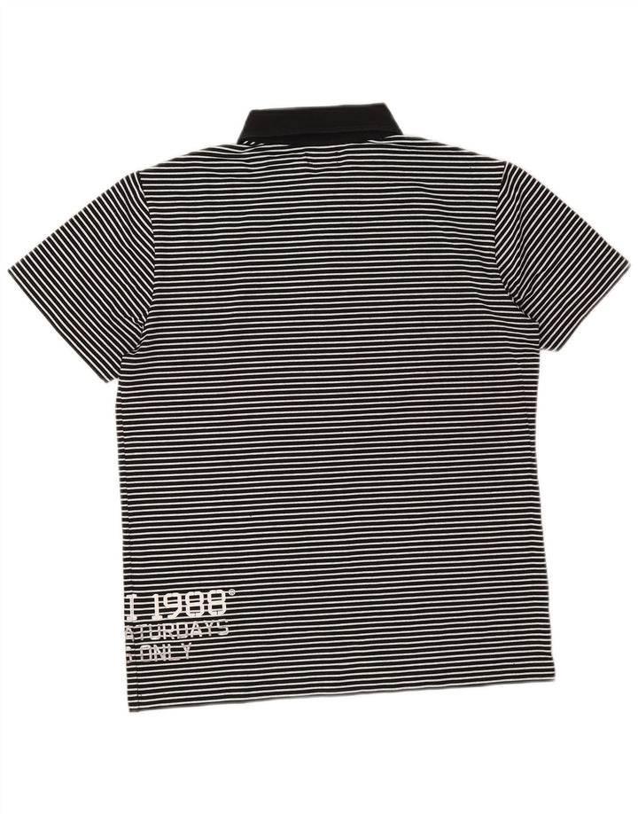 Polo graphique homme Gaudi en coton à fines rayures noir moyen