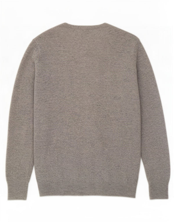 Benetton Womens Cardigan Sweater UK 14 Large Gris Moucheté Laine