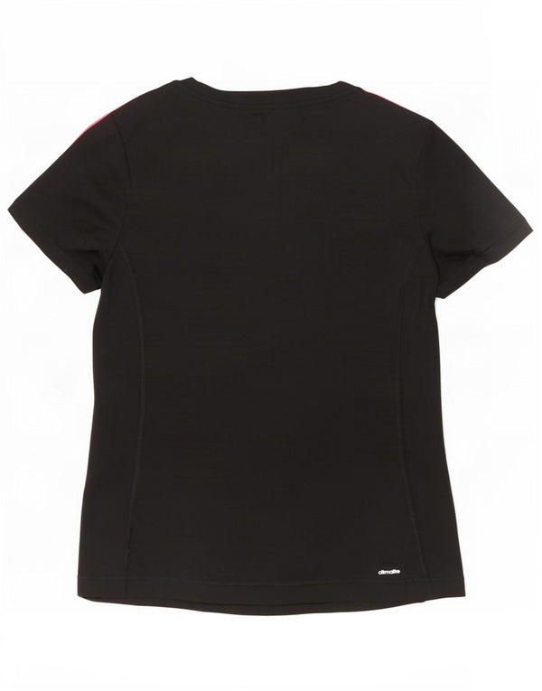 Adidas Climalite T-Shirt Top UK 12/14 Moyen Noir Polyester