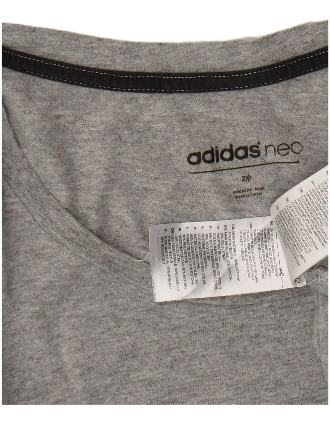 ADIDAS T-shirt graphique pour hommes 2XL Gris Coton