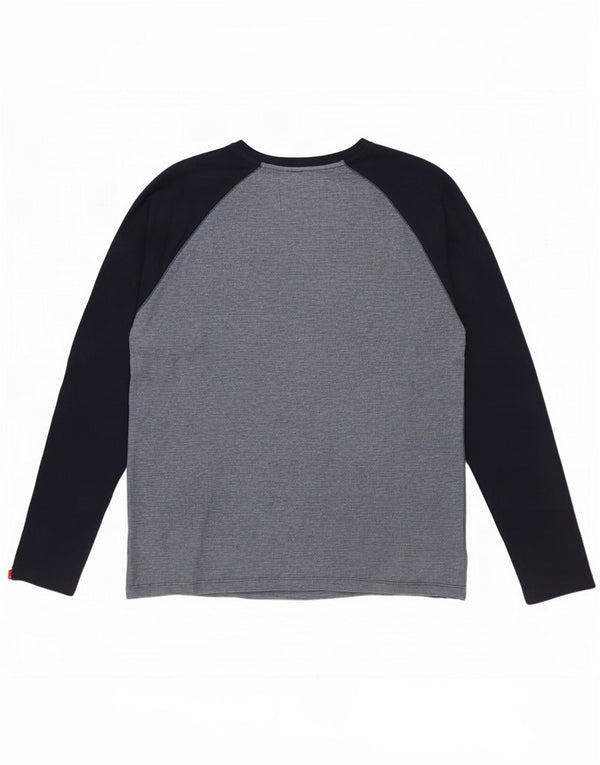 Superdry Homme Top Manches Longues 2XL Bleu Colorblock Coton