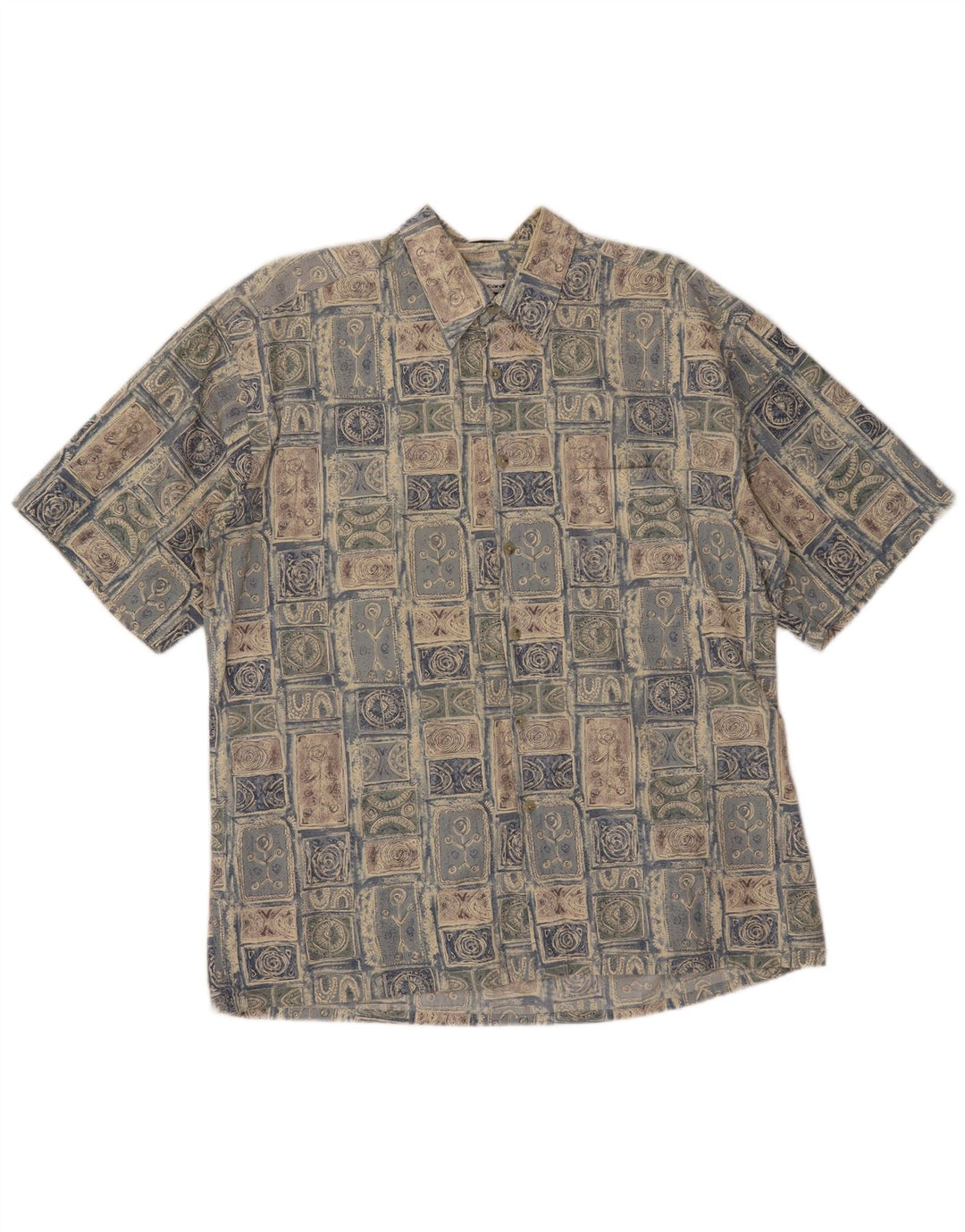 Pierre Cardin Chemise à manches courtes pour hommes grand bleu patchwork coton