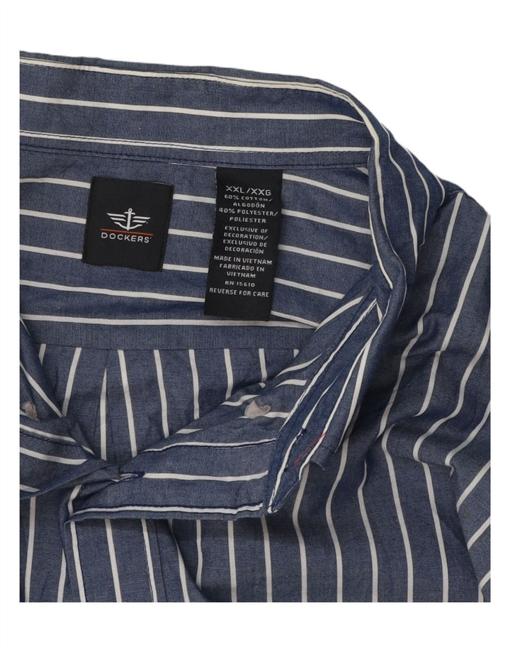 DOCKERS Mens Shirt 2XL Navy Blue Pinstripe Cotton Vintage Dockers and Second-Hand Dockers from Messina Hembry 