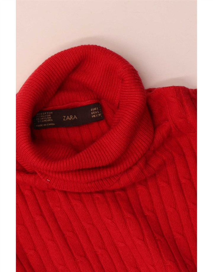 Zara Pull col roulé pour femme UK 14 Large Rouge