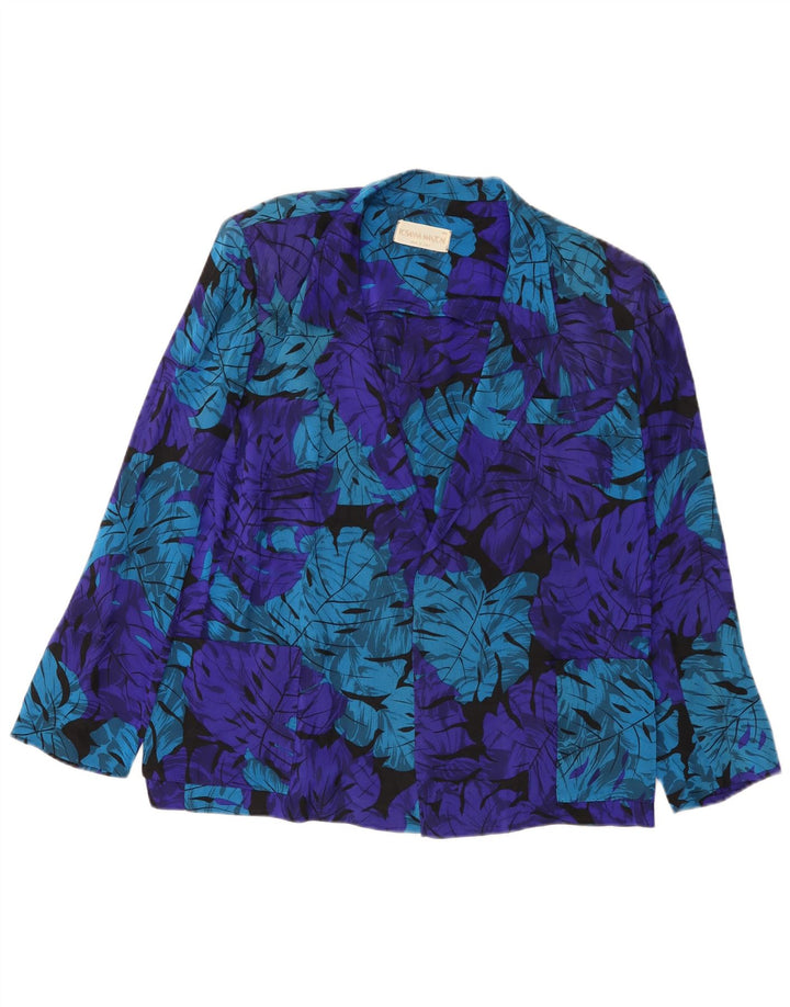 Rosanna Manzoni Veste Blazer Ouverte Femme IT 44 Bleu Moyen Floral