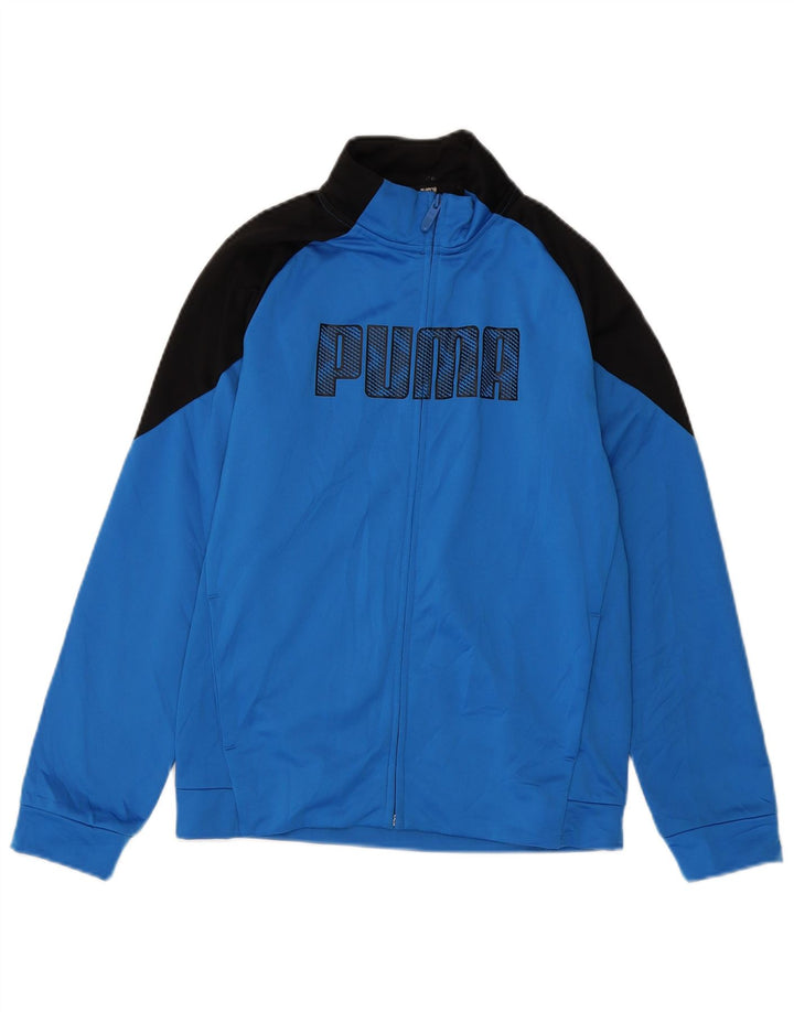 PUMA Veste de survêtement graphique pour garçons 13-14 ans Bleu colour block