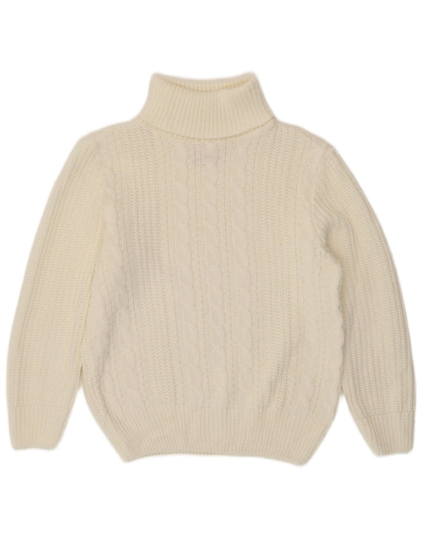 vintage Femmes Roll Neck Jumper Pull UK 14 Grande Viscose Blanche