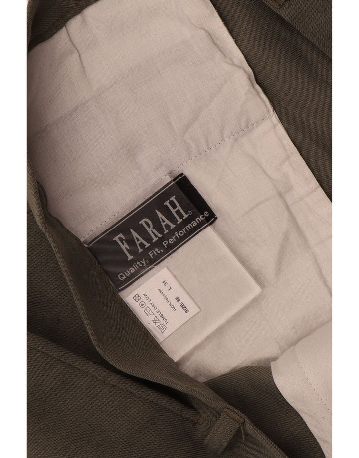 Farah Pantalon décontracté droit pour homme W38 L31 Kaki Polyester