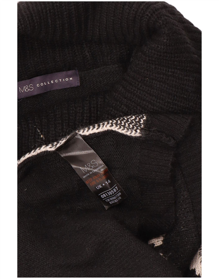 Marks & Spencer Pull col roulé pour femme UK 14 Medium Noir Floral