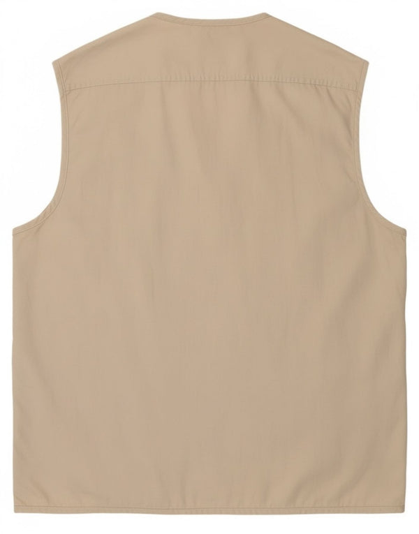 vintage Mens Utility Gilet UK 42 XL Beige Coton