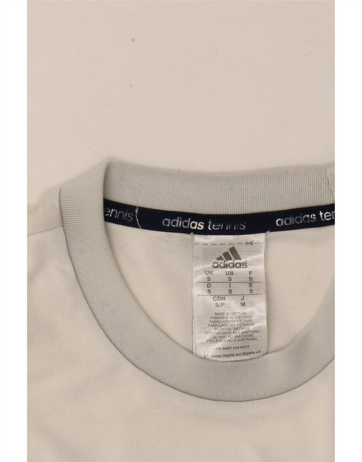 ADIDAS T-shirt de tennis pour hommes, petit, blanc, color block, en polyester