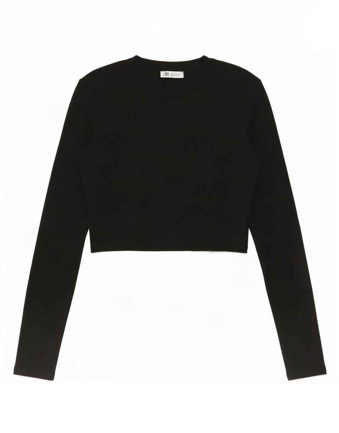 Zara Womens Crop Top Manches Longues UK 12 Moyen Noir