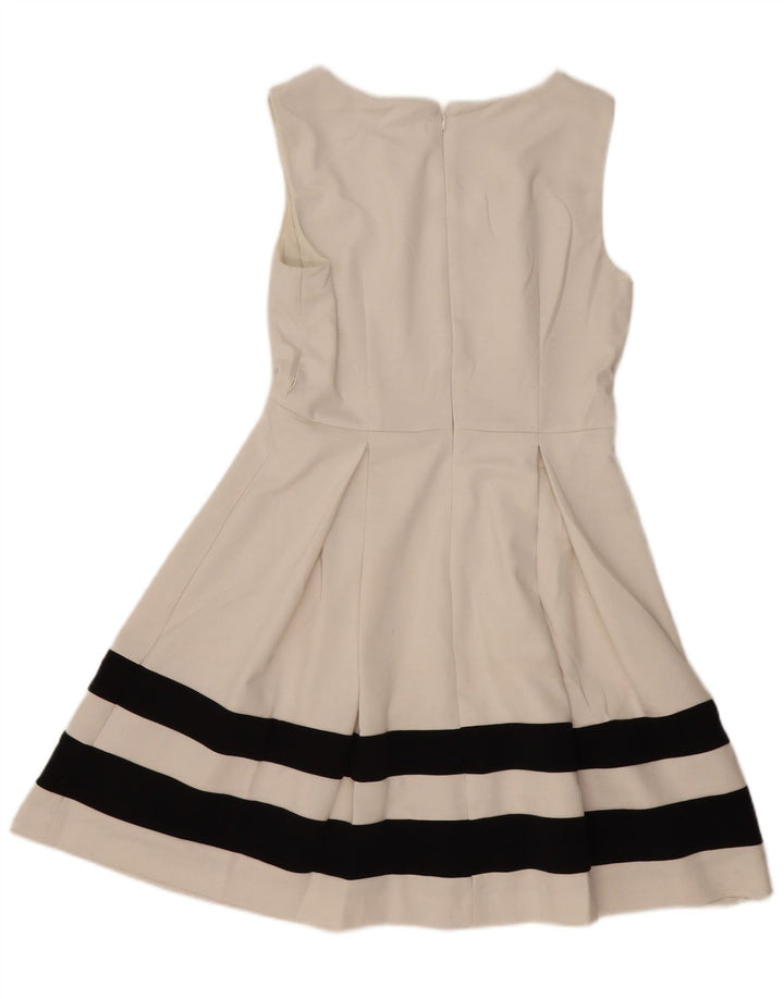 CALVIN KLEIN Robe trapèze sans manches pour femme US 10 Grandes rayures blanches