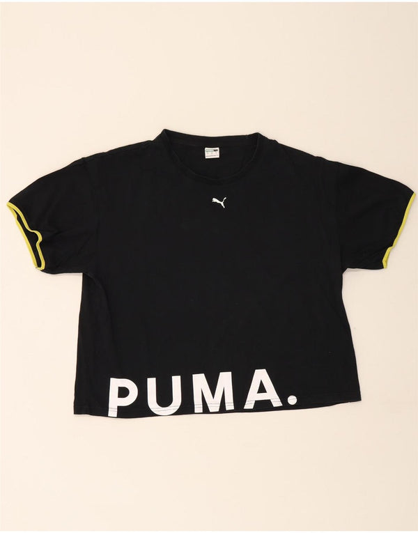 Puma T-shirt court graphique pour femme UK 16 Large Noir Coton